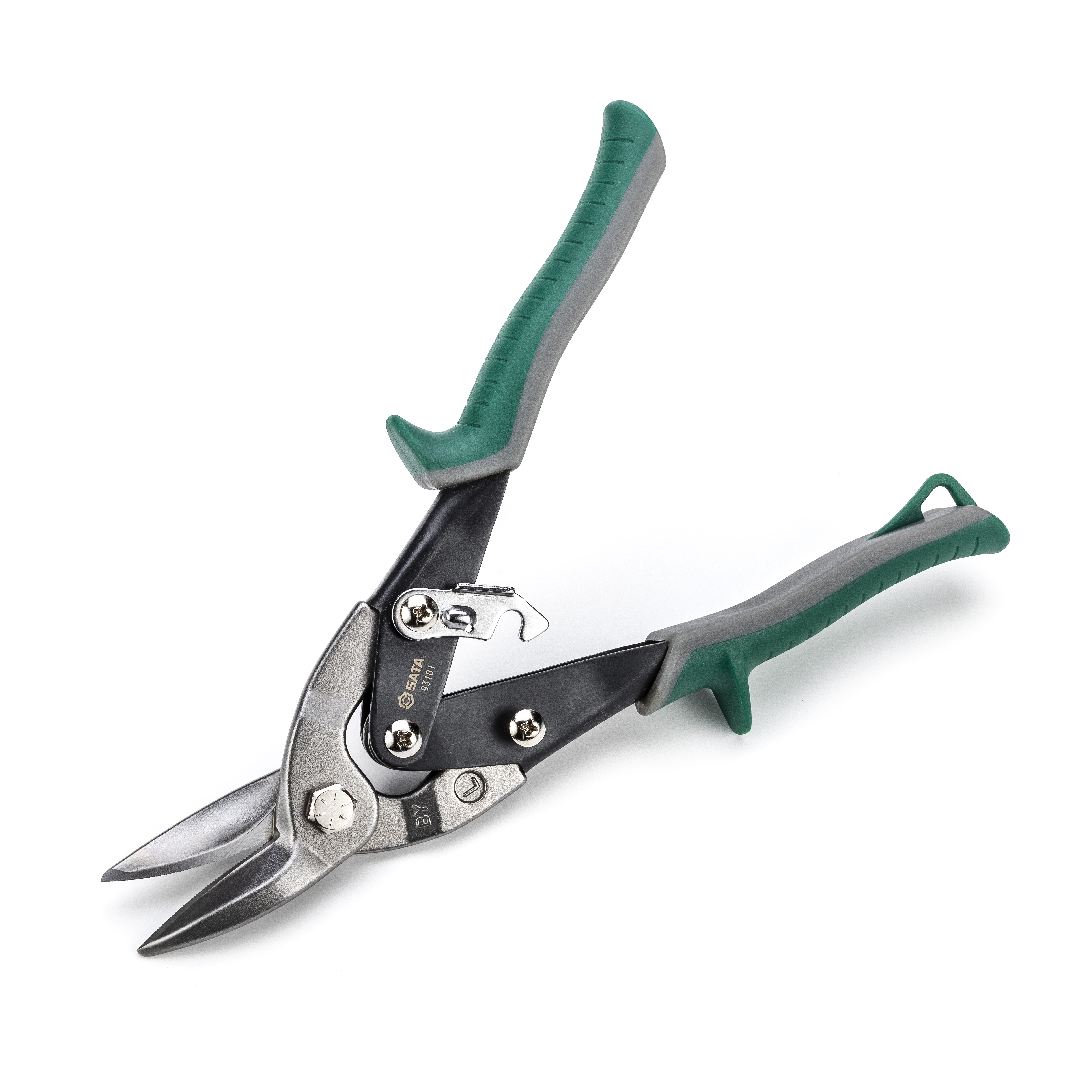 SATA 10-Inch Aviation Tin Snips - Right Cut, Serrated Edge, Comfort Grip