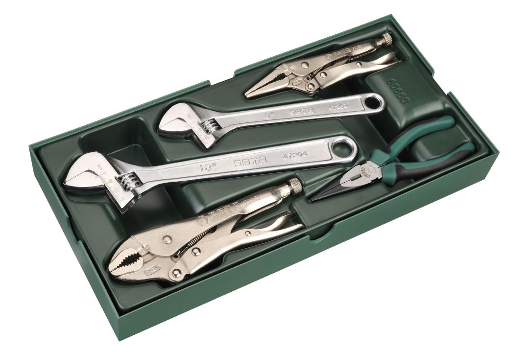 品川翔英セット 5 Pc. Adjustable Wrench and Pliers Tray Set - SATA