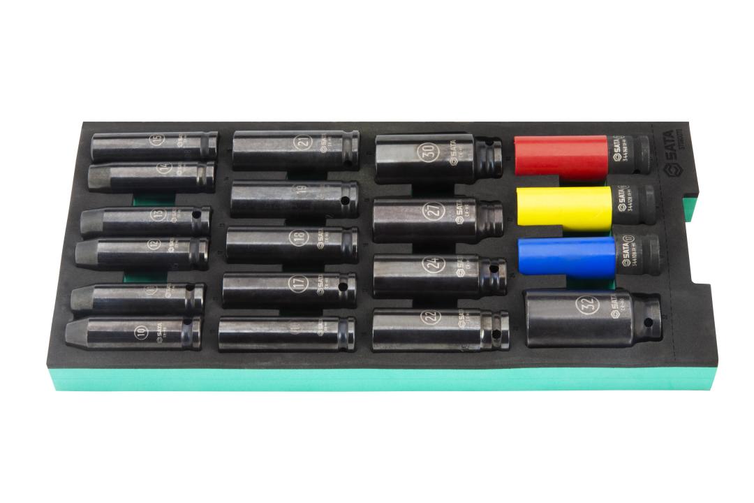 19 Pc. 1/2” Drive 6 Point Metric Deep Impact Socket Tray Set - SATA
