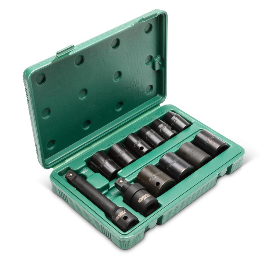 12 Pc. 1/2” Drive 6 Point SAE Impact Socket Set - SATA