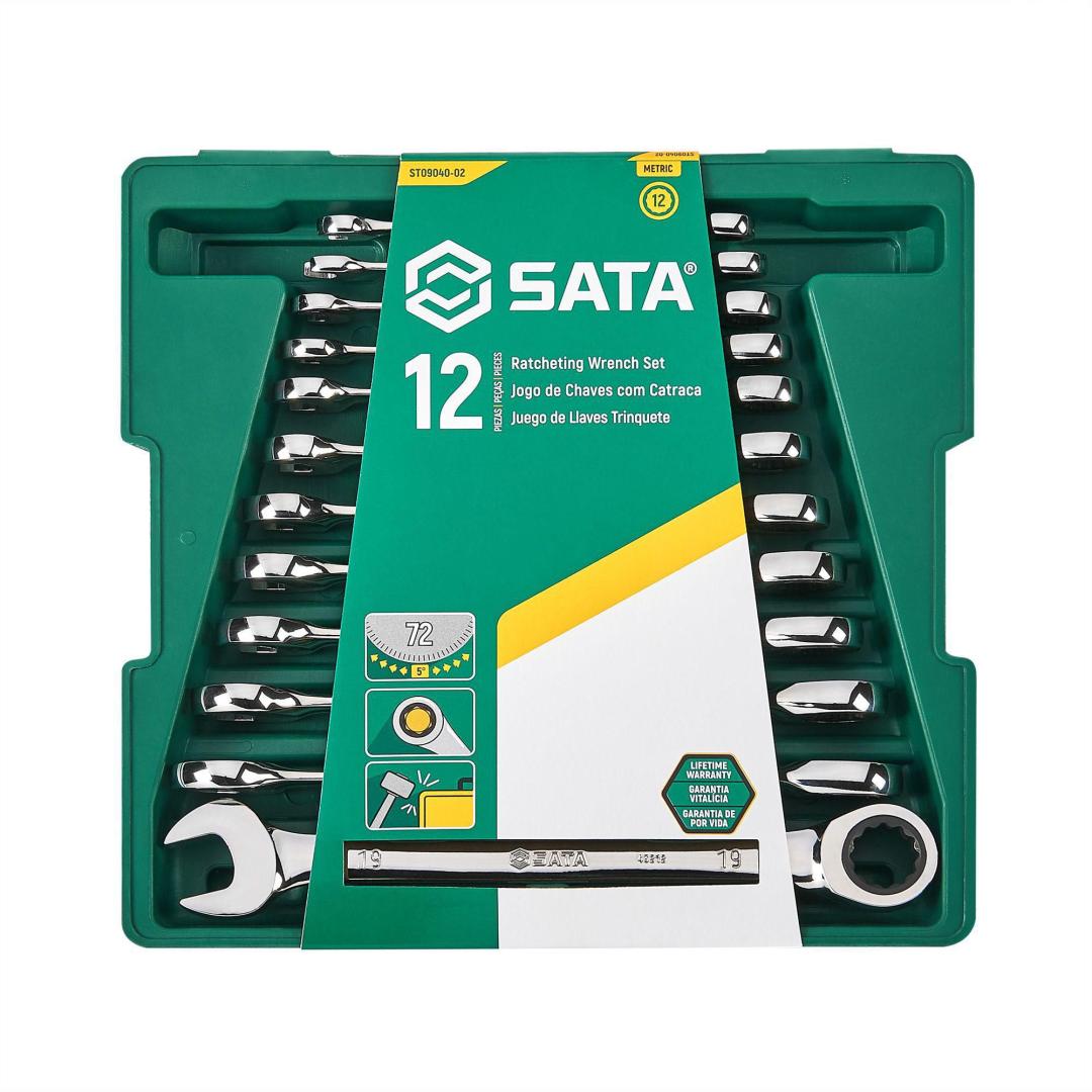 12 Pc. Metric Combination Ratcheting Wrench Set - SATA