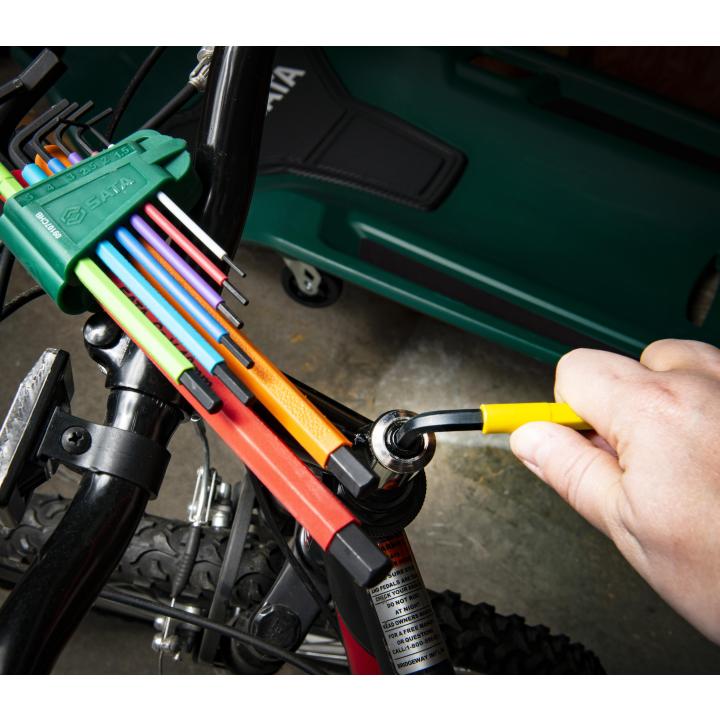 9 Pc. Extra Long Color Series Black Oxide Hex Key Set - SATA