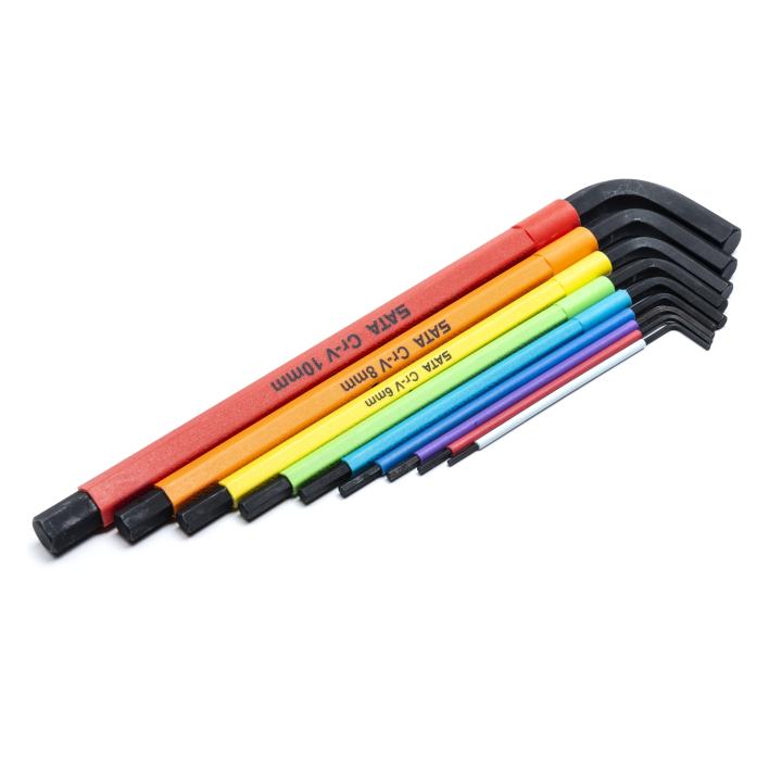 9 Pc. Extra Long Color Series Black Oxide Hex Key Set - SATA