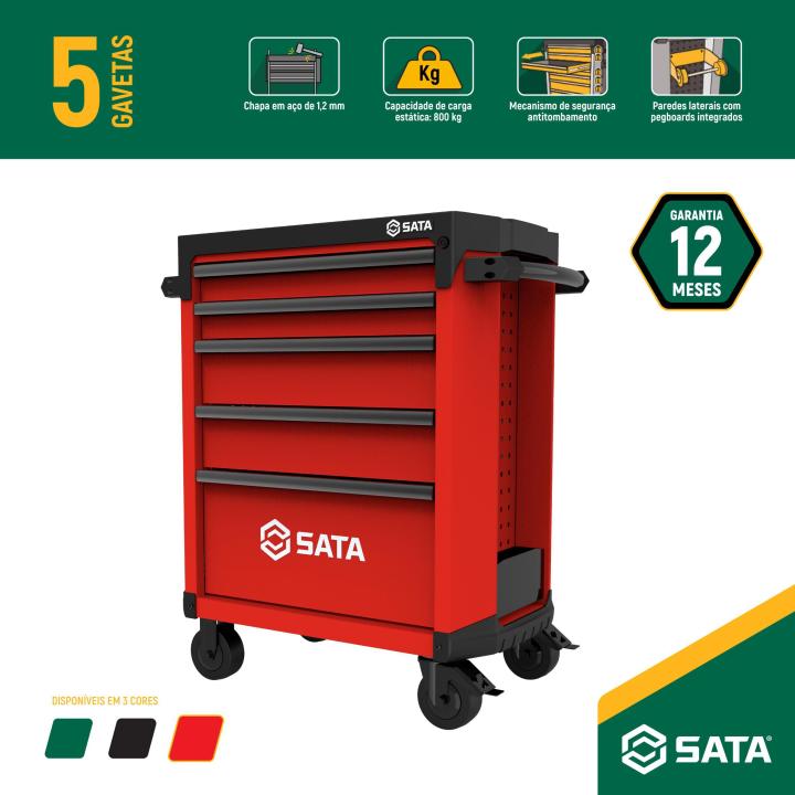 5 Drawer Tool Cabinet - Red - SATA