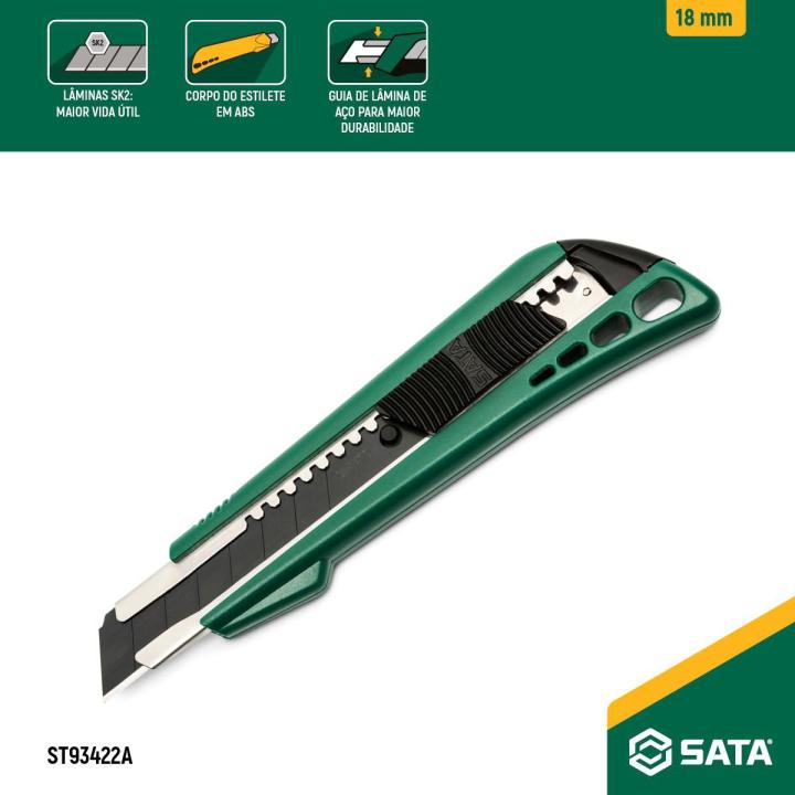 Plastic Snap-Off Knife, 8-Point, 18x100mm - SATA