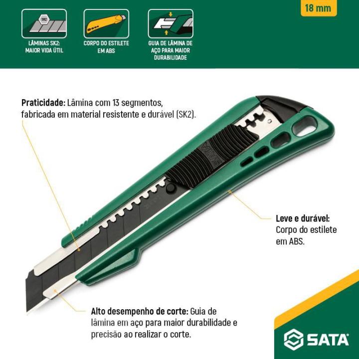 Plastic Snap-Off Knife, 8-Point, 18x100mm - SATA