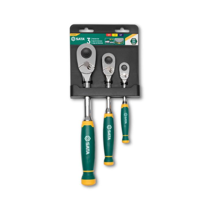 3 Pc. 72-Tooth Grip Ratchet Set - SATA
