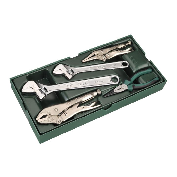5 Pc. Adjustable Wrench and Pliers Tray Set - SATA