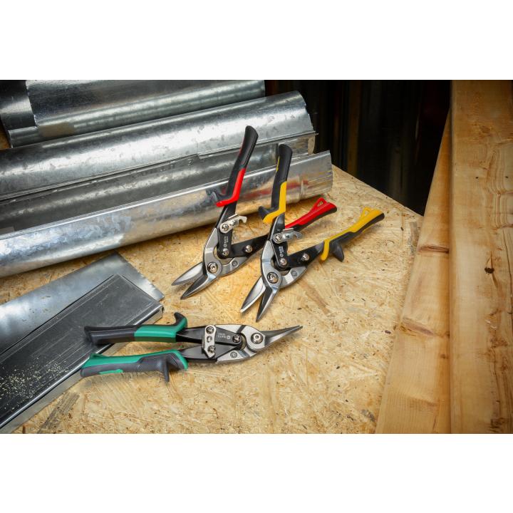 SATA 10-Inch Aviation Tin Snips - Right Cut, Serrated Edge, Comfort Grip