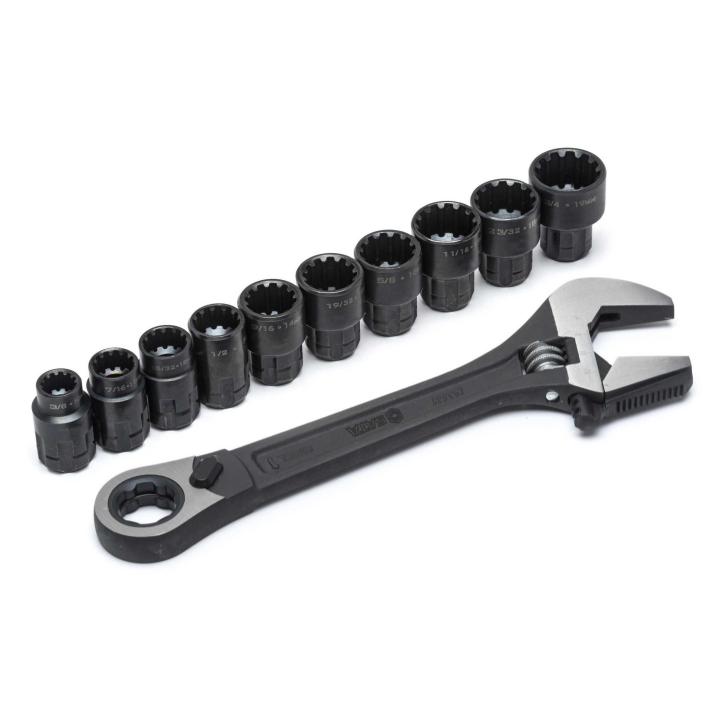 11 Pc. X6 Pass Thru Adjustable Wrench Set - Black Edition - SATA