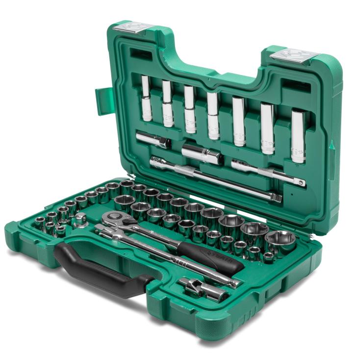 46 Pc. 1 2 Drive 6 Point Metric SAE Socket Set SATA