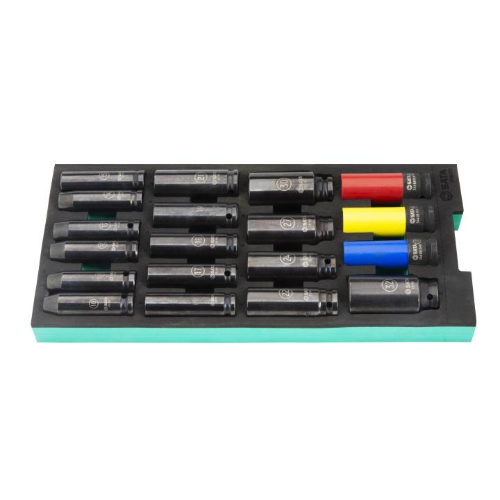19 Pc. 1/2” Drive 6 Point Metric Deep Impact Socket Tray Set - SATA