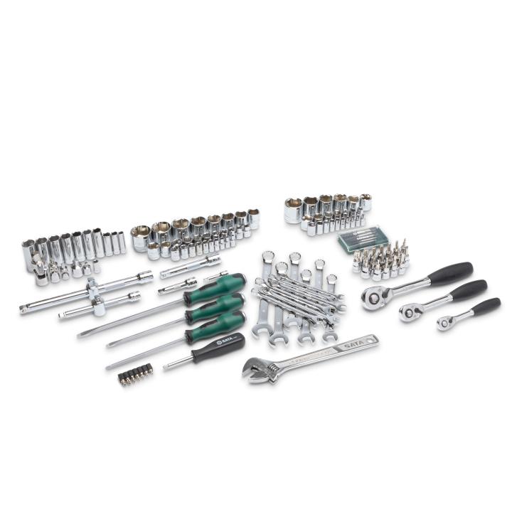 124 Pc. 1/4”, 3/8” and 1/2” Drive 6 Point Metric/SAE 6 Point