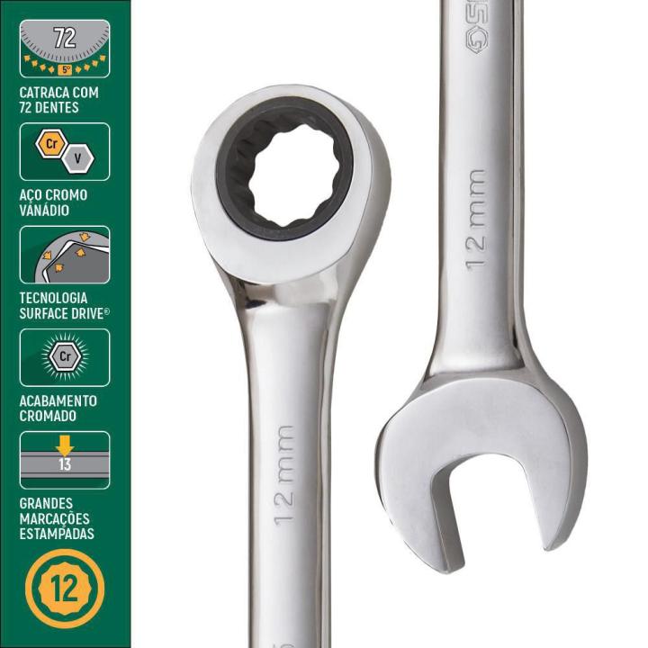 12 Pc. Metric Combination Ratcheting Wrench Set - SATA