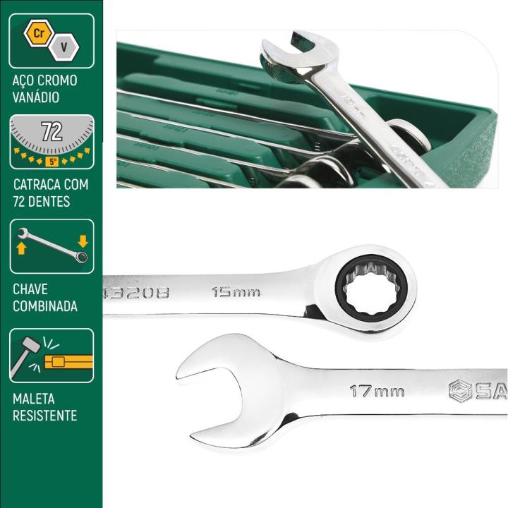 12 Pc. Metric Combination Ratcheting Wrench Set - SATA