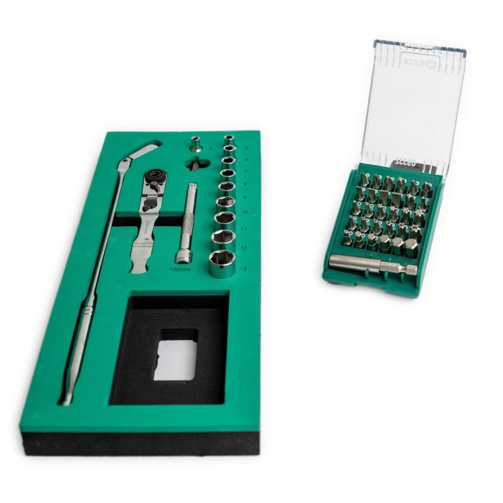 45 Piece 1/4” Drive Metric Slim Head Ratchet Set - SATA