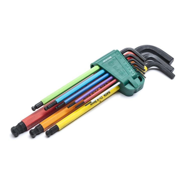 9 Pc. Ball Point Color Series Black Oxide Hex Key Set - SATA
