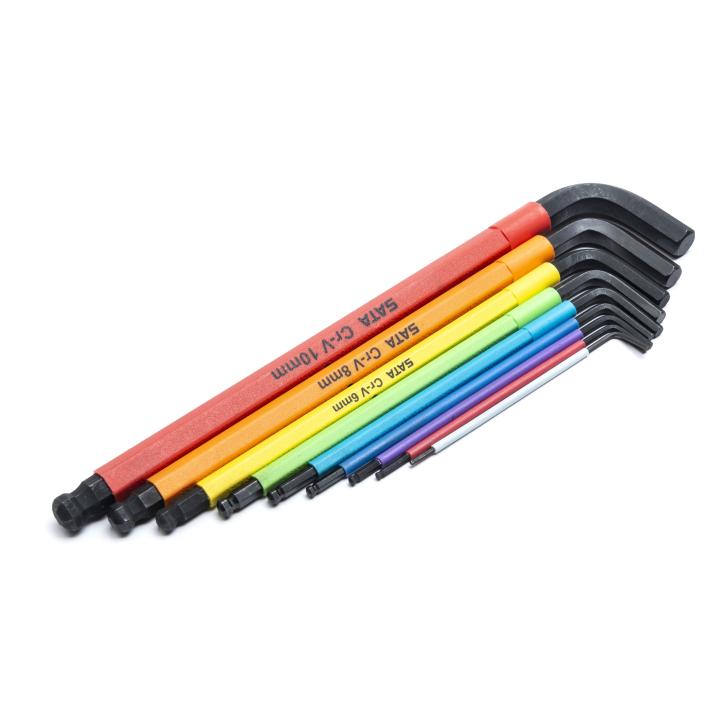 9 Pc. Ball Point Color Series Black Oxide Hex Key Set - SATA