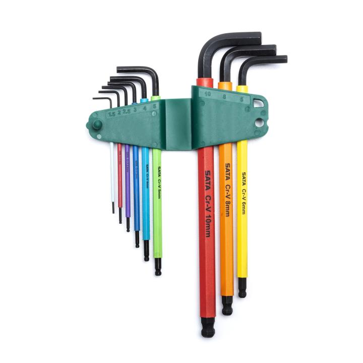 9 Pc. Ball Point Color Series Black Oxide Hex Key Set - SATA