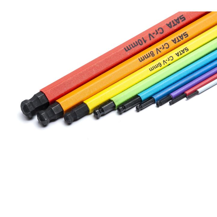 9 Pc. Ball Point Color Series Black Oxide Hex Key Set - SATA