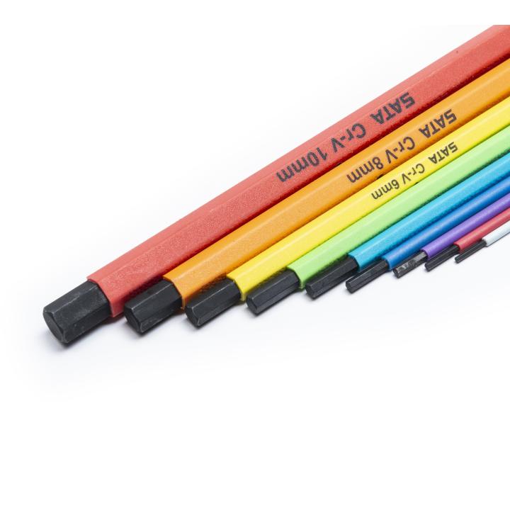 ささの 9 Pc. Extra Long Color Series Black Oxide Hex Key Set - SATA
