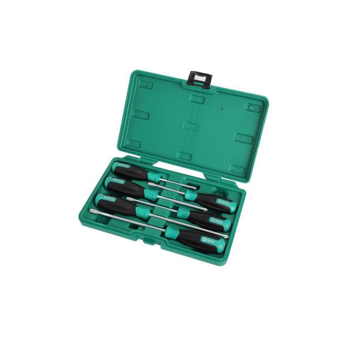 6 Pc. Dual Material Soft Grip Combination Screwdriver Set - SATA