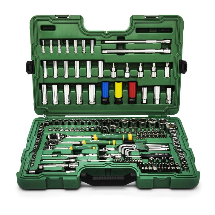 180 Pc. 1/4”, 3/8”, 1/2” Metric Ratchet & Socket Set - SATA
