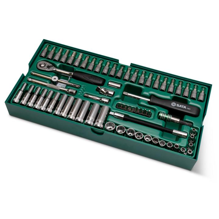 66 Pc. 1/4” Drive 6 Point Metric Socket Tray Set - SATA