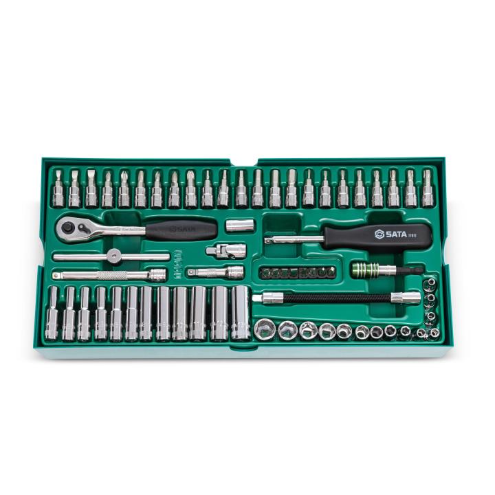 66 Pc. 1/4” Drive 6 Point Metric Socket Tray Set - SATA