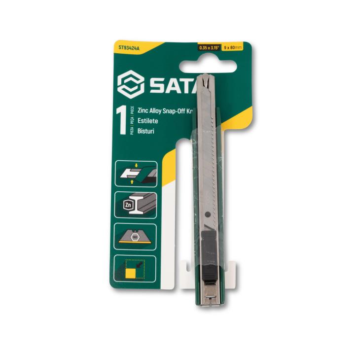 Zinc Alloy Snap-Off Knife, 13-Point, 9x80mm - SATA