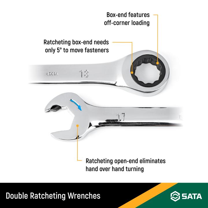 12 Pc. Metric Double Ratcheting Wrench Set - SATA