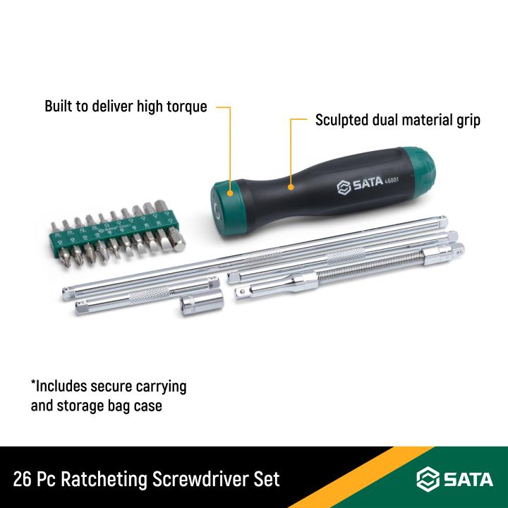 26 Pc. Ratcheting Screwdriver Set - SATA