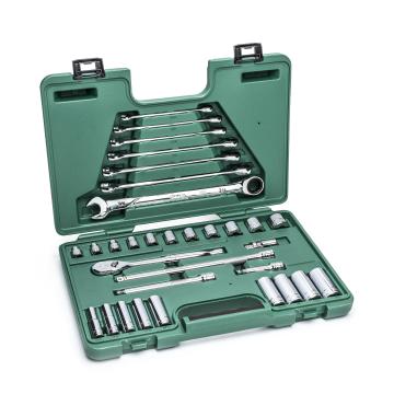 76 Pc. 1/4” and 1/2” Drive 6 Point Metric Socket Wrench Set - SATA